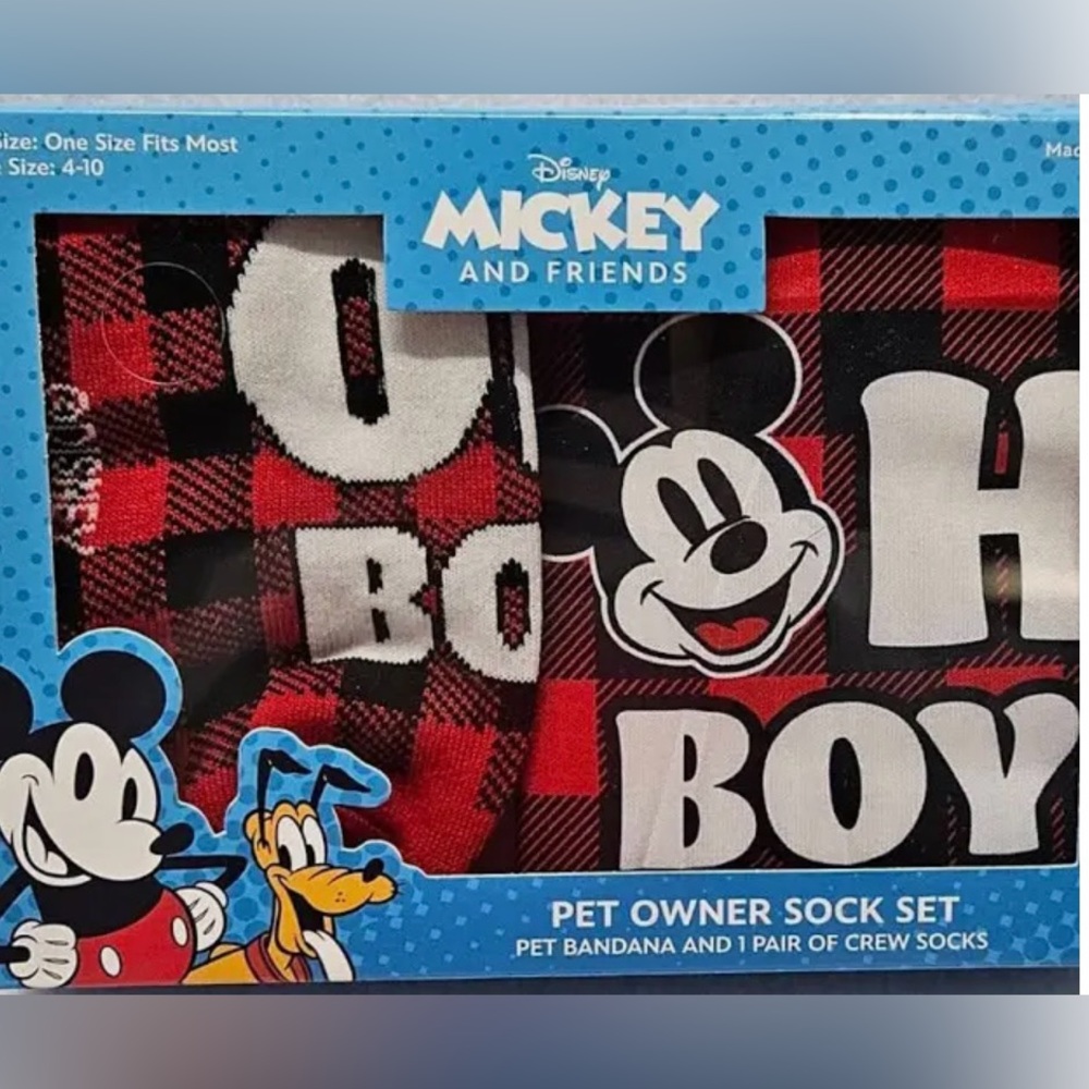 Disney Mickey And Friends Pet Owner Sock Set-Pet Bandana And 1 Pair Crew Socks